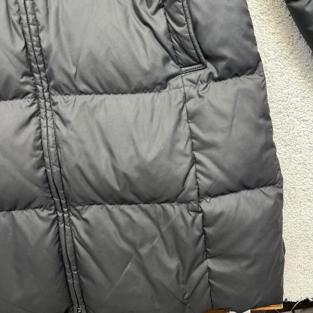 Uniqlo Puffer Parka Jacket Womens Medium Black Down Faux Fur Hood Belted Outdoor - Picture 5 of 16